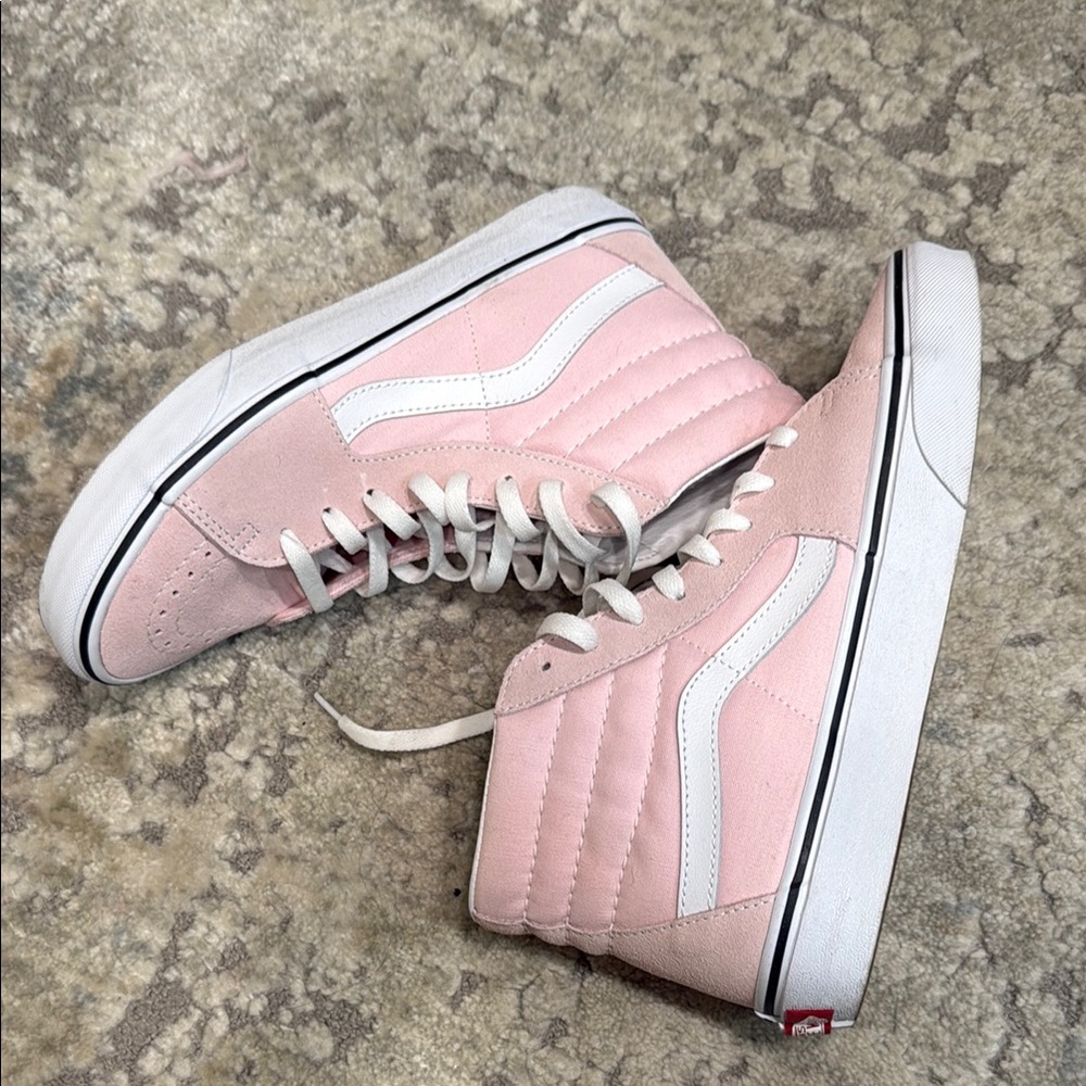 Vans Pink and White High-Top Sneakers - Picture 7 of 8
